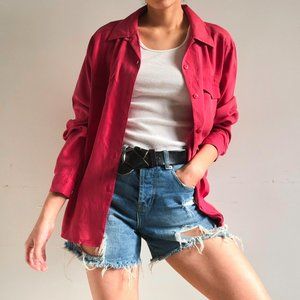 Sold! 100% silk pink classic button down